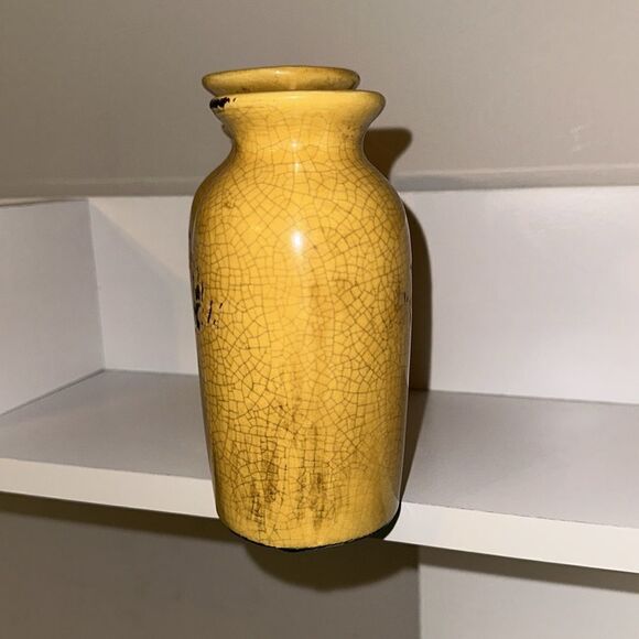 Vintage Triple Vase Decor Crackled Gold Brown Distressed - Picture 4 of 6